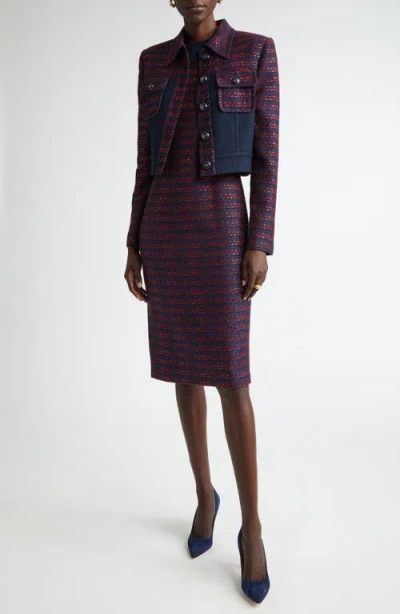St John St. John Collection Colorblock Tweed Crop Jacket In Multi