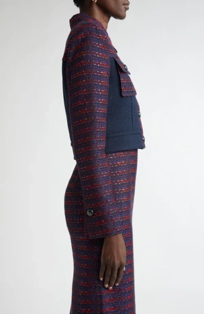 St John St. John Collection Colorblock Tweed Crop Jacket In Multi