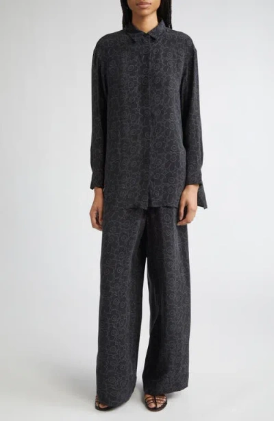 Marimekko Oanet Piirto Unikko Wide Leg Pants In Gray