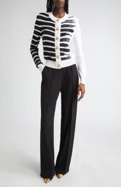 Balmain Makeup Stripe Sequin Cardigan