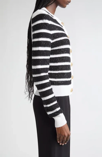 Balmain Makeup Stripe Sequin Cardigan