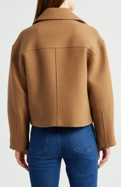 Michael Kors Drop Shoulder Oversize Crop Coat In Brown