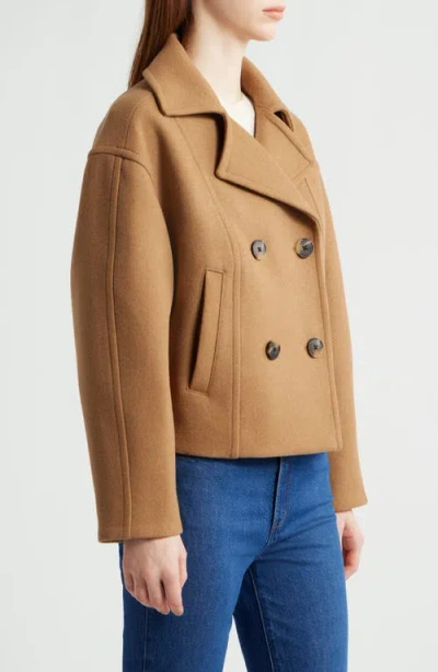 Michael Kors Drop Shoulder Oversize Crop Coat In Brown
