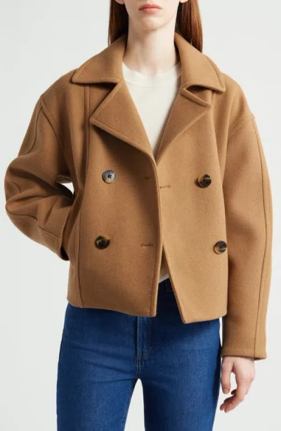 Michael Kors Drop Shoulder Oversize Crop Coat In Brown