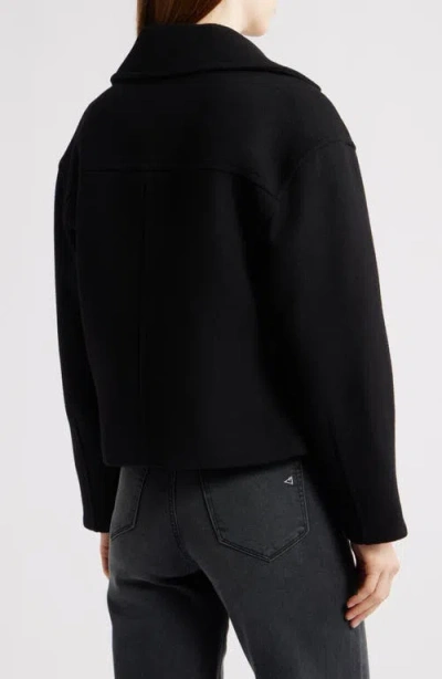 Michael Kors Drop Shoulder Oversize Crop Coat In Black