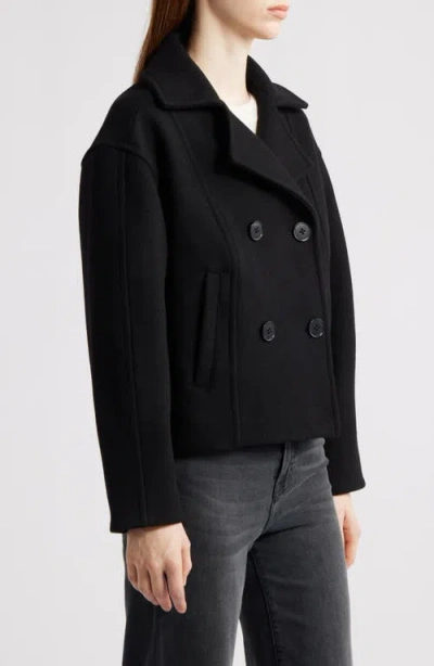 Michael Kors Drop Shoulder Oversize Crop Coat In Black