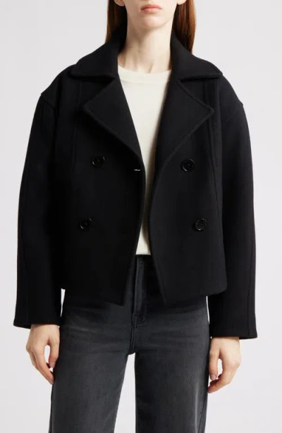 Michael Kors Drop Shoulder Oversize Crop Coat In Black