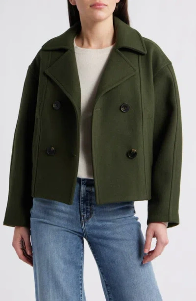 Michael Kors Drop Shoulder Oversize Crop Coat In Green