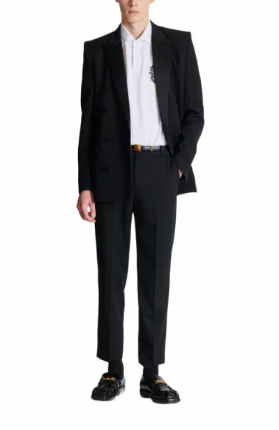 Balmain Cotton Crest Print Polo Shirt In White