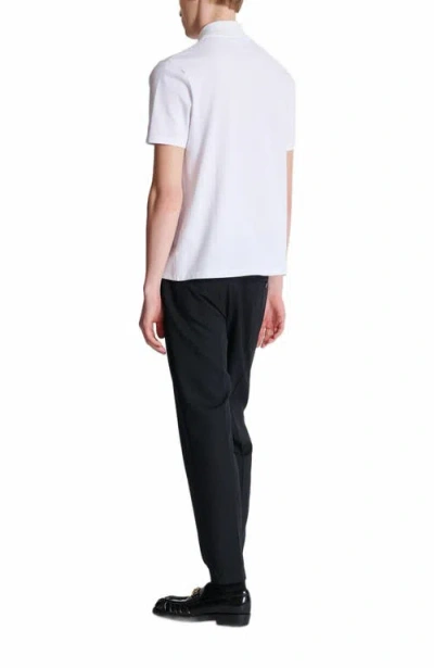 Balmain Cotton Crest Print Polo Shirt In White