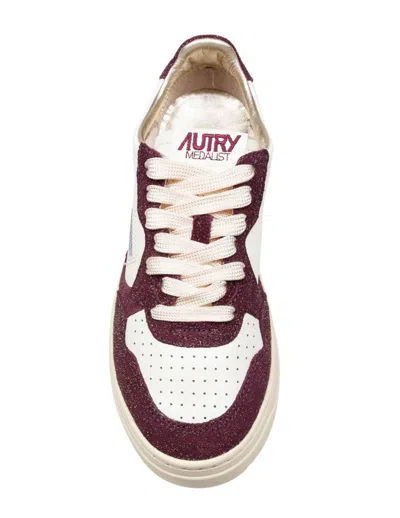 Autry Leather And Suede Sneakers With Glitter In White