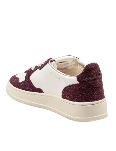 Autry Leather And Suede Sneakers With Glitter In White