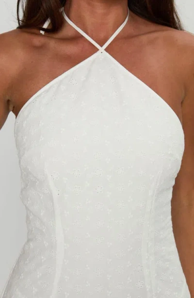 Princess Polly Flower Child Cotton Eyelet Halter Minidress In White