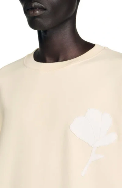 Sandro Leather Logo T-shirt In Neutral