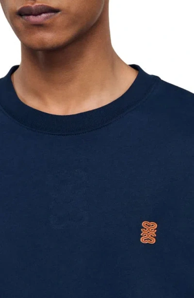 Sandro Leather Logo T-shirt In Blue
