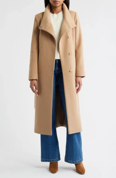 Sam Edelman Stand Collar Wrap Coat In Nude