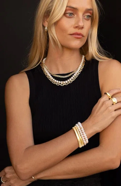 Sheryl Lowe 14k Pearl 8mm Bead Bracelet With Diamond Rondelle