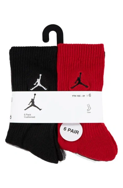 Jordan Kids' Assorted 6-pack Everyday Essentials Crew Socks In Gray