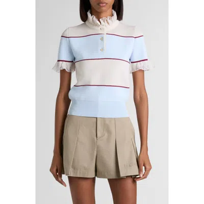 Alexander Mcqueen Mcqueen Lace Ruffle Stripe Polo
