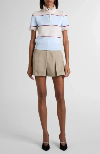 Alexander Mcqueen Mcqueen Lace Ruffle Stripe Polo