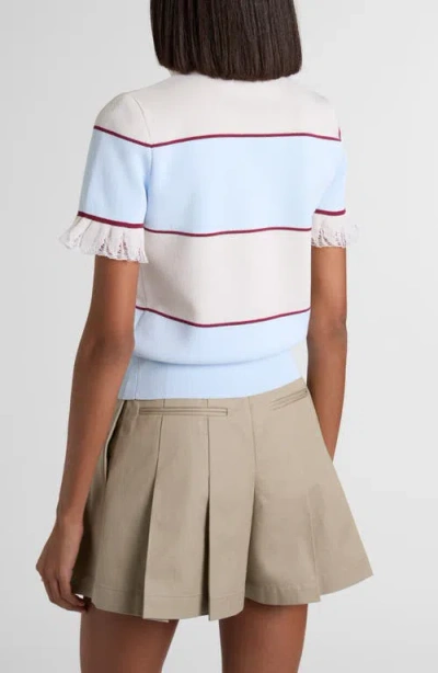Alexander Mcqueen Mcqueen Lace Ruffle Stripe Polo