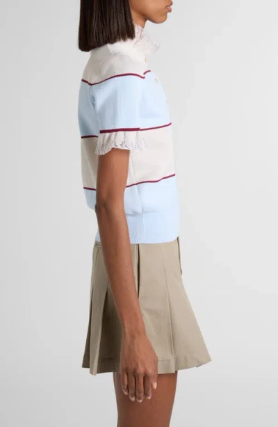 Alexander Mcqueen Mcqueen Lace Ruffle Stripe Polo