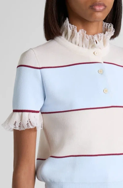 Alexander Mcqueen Mcqueen Lace Ruffle Stripe Polo