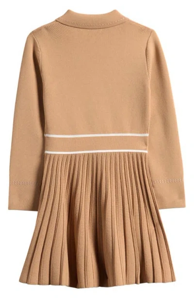 Reiss Kids' Sapna Pleated Sweater Shirtdress In Brown