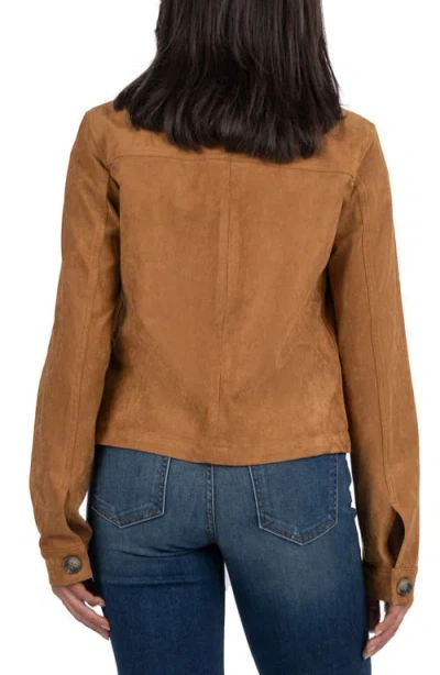 Kut From The Kloth Maddie Faux Suede Trucker Jacket In Brown