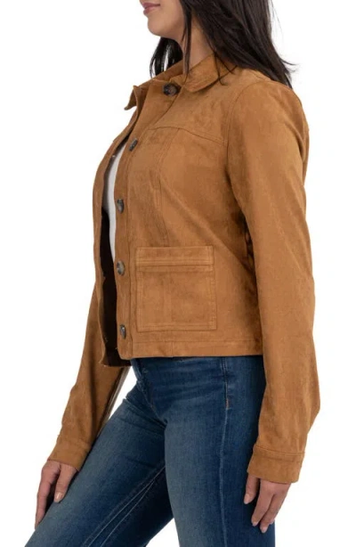 Kut From The Kloth Maddie Faux Suede Trucker Jacket In Brown