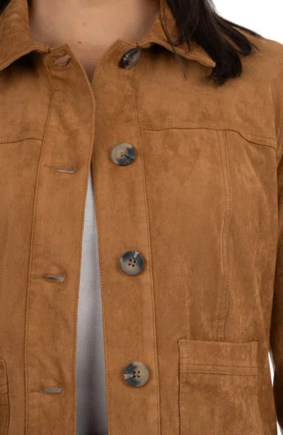 Kut From The Kloth Maddie Faux Suede Trucker Jacket In Brown