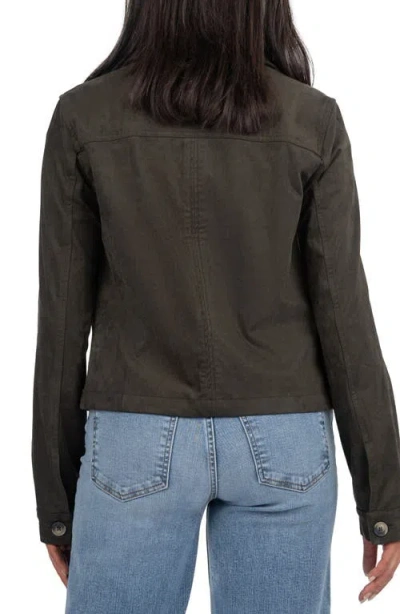 Kut From The Kloth Maddie Faux Suede Trucker Jacket In Gray