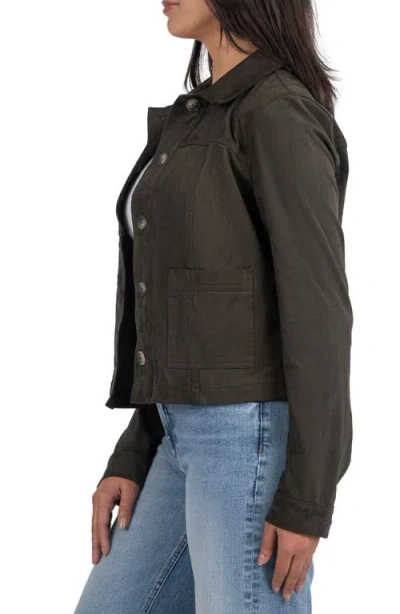 Kut From The Kloth Maddie Faux Suede Trucker Jacket In Gray