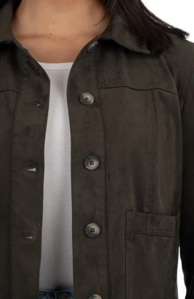 Kut From The Kloth Maddie Faux Suede Trucker Jacket In Gray