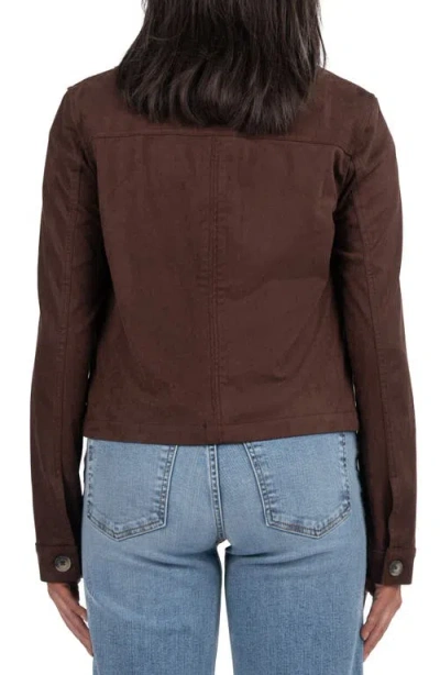 Kut From The Kloth Maddie Faux Suede Trucker Jacket In Brown