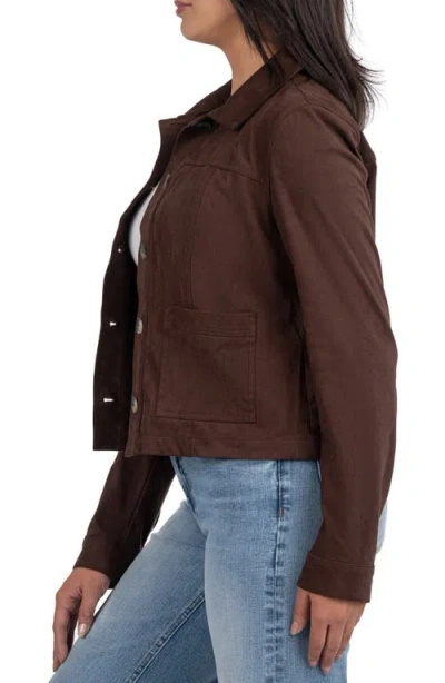 Kut From The Kloth Maddie Faux Suede Trucker Jacket In Brown