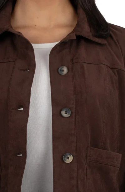 Kut From The Kloth Maddie Faux Suede Trucker Jacket In Brown