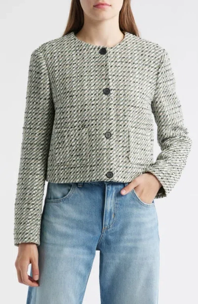 Hugo Boss Boss Tweed Crop Jacket In Multi