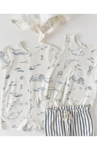 Pehr Print Short Sleeve Organic Cotton Romper In Gray