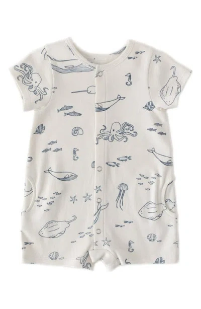 Pehr Print Short Sleeve Organic Cotton Romper In Gray
