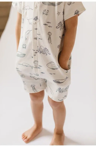 Pehr Print Short Sleeve Organic Cotton Romper In Gray