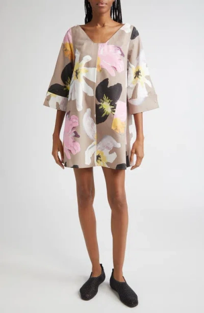 Stine Goya Floral Organic Cotton Poplin Minidress In Multi