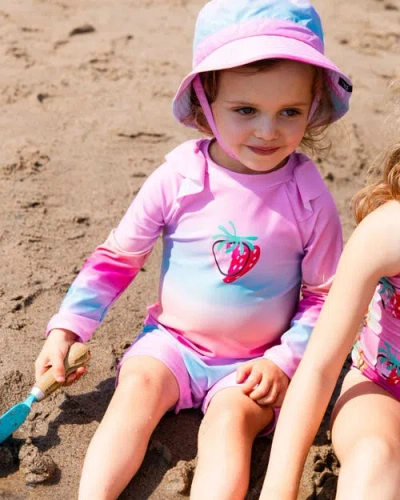 Deux Par Deux Baby Girl's Long Sleeve One-piece Rashguard Pink, Orange, And Turquoise