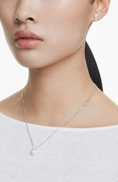 Swarovski Matrix Crystal Pearl Necklace & Stud Earrings Set
