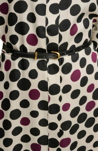 Donna Karan New York Mixed Dot Long Sleeve Belted Midi Shirtdress