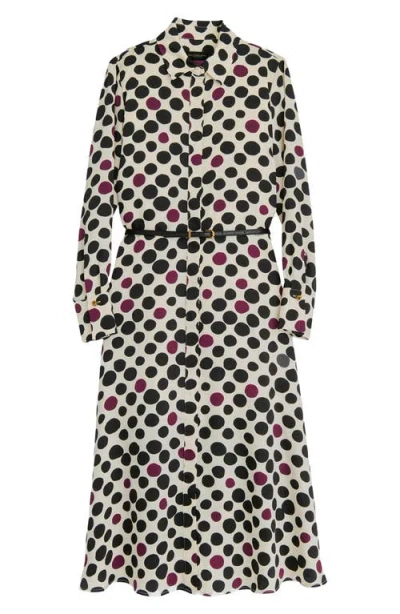 Donna Karan New York Mixed Dot Long Sleeve Belted Midi Shirtdress