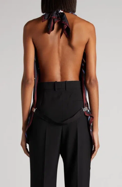 Bottega Veneta Fish Print Asymmetric Silk Twill Halter Top In Multi