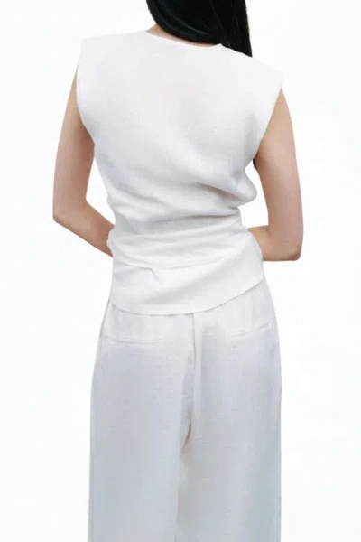 Nocturne Linen Waist Accessory Detailed Blouse