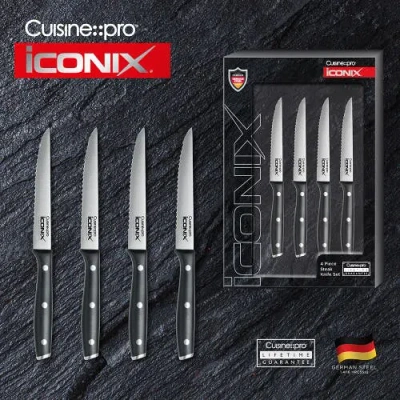 Cuisine::pro ® Set Of 4 Iconix Steak Knives In Black