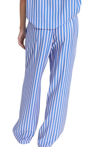 Mango Stripe-print Straight Trousers Blue In Blue